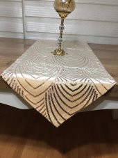Finezza Sahra Kadife Pul İşlemeli Gold Runner 40*140 cm  - 836 - 1