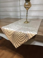 Finezza Sahra Kadife Pul İşlemeli Gold Runner 40*140 cm  - 836 - 2