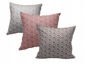 Finezza Melisa Damask Baskılı Kahve&kırmızı&Gümüş Kırlent 45x45 cm Üçlü - 813 - 1