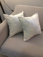 Finezza Pearl İncili Kadife Kumaş Krem Kırlent 43*43 cm İkili - 814 - 2