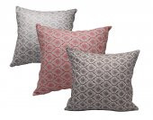 Finezza Melisa Damask Baskılı Kahve&kırmızı&Gümüş Kırlent 45x45 cm Üçlü - 813 - 2