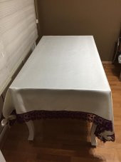 Finezza Seramoni Güpürlü Monoray Kumaş Krem/Mor Masa Örtüsü 170x230 cm - 874 - 4