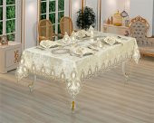 Finezza Fulya Dantelli Kadife Krem Sofra Takımı 8 kşl. 160x230cm 17 Prç. - 170 - 1