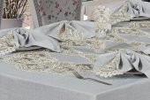 Finezza Buket Dantelli Keten Gri Sofra Takımı 8 kişilik 160x230cm 17 Prç. - 173 - 5