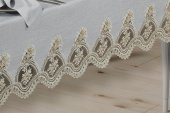 Finezza Buket Dantelli Keten Gri Sofra Takımı 8 kişilik 160x230cm 17 Prç. - 173 - 7