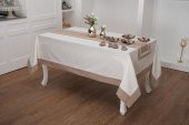 Finezza Armine Pamuk Kahverengi Sofra Takımı 8 kişilik  170x230cm 18 Parça - 132 - 1