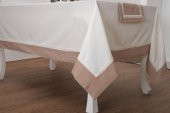 Finezza Julyet Pamuk Krem Kahve Masa Örtüsü ve Runner 170x230 cm 2 Prç. - 920 - 2