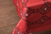 Finezza İncili İpek Saten kumaş Kırmızı Masa Örtüsü 150*200 cm - 838 - 3