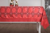 Finezza İncili İpek Saten kumaş Kırmızı Masa Örtüsü 150*200 cm - 838 - 4