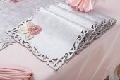 Finezza Afife Kadife Pudra Gümüş Sofra Takımı 8 kişilik 160x230cm 34 Prç. - 879 - 3