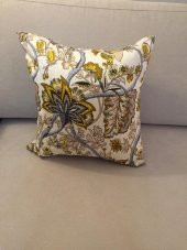 Finezza Gardens Çiçek Baskılı Pamuklu Kumaş Krem/Yeşil Kırlent 45*45 cm   - 811 - 1