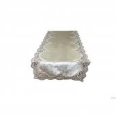 Finezza Anna Kadife Güpürlü Krem Runner 50*150 cm - 794 - 1