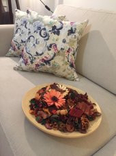 Finezza Menekşe Çiçek Baskılı Duck Kumaş Kırlent 45*45 cm - 738 - 1