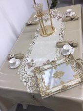 Finezza Afife Kadife Beje Bej Sofra Takımı 8 kişilik  160x230 cm 34 Parça - 686 - 1