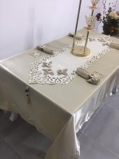 Finezza Afife Kadife Beje Bej Sofra Takımı 8 kişilik  160x230 cm 34 Parça - 686 - 5