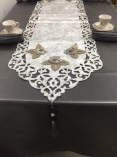 Finezza Afife Kadife Gümüşe Füme Sofra Takımı 8 kişilik 160x230 cm 34 Prç. - 685 - 8
