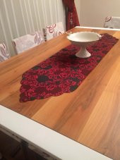 Finezza Mihrimah Şal Desen Jakar Kumaş Lazer Kesim Kırmızı Runner 140 cm - 677 - 2