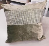 Finezza Hale Şerit Taşlı  Kadife Kumaş Haki Kırlent 45*45 cm İkili - 20 - 1