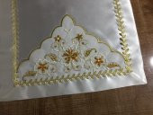 Finezza El işlemesi Boncuklu Saten Kumaş Beyaz Gold Gelin Bohçası 90x90 cm - 515 - 4