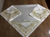 Finezza El işlemesi Boncuklu Saten Kumaş Beyaz Gold Gelin Bohçası 90x90 cm - 515 - 5
