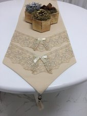 Finezza Runnerlinen Güpürlü Keten Kumaş Bej Runner 40*160 cm - 389 thumbnail 1