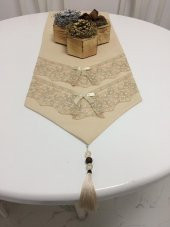 Finezza Runnerlinen Güpürlü Keten Kumaş Bej Runner 40*160 cm - 389 thumbnail 2