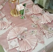 Finezza Afife Kadife Pudra Pudra Sofra Takımı 8 kişilik 160x230 cm 34 Parça - 49 - 1