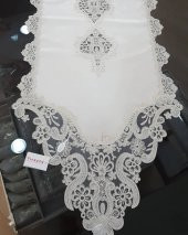Finezza Hürrem Aplikeli Güpürlü Kadife Krem Salon Takımı 5 Parça - 178 - 4
