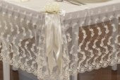 Finezza Narin Dantelli Monoray Krem Sofra Takımı 8 Kşl. 160x230 cm 17 Prç.- 133 - 2