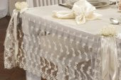 Finezza Narin Dantelli Monoray Krem Sofra Takımı 8 Kşl. 160x230 cm 17 Prç.- 133 - 4