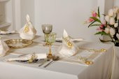 Finezza Nazlı Nakışlı Pamuk Krem Gold Sofra Takımı 8 Kşl. 170x240cm 18Prç.- 176 - 2