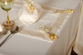 Finezza Nazlı Nakışlı Pamuk Krem Gold Sofra Takımı 8 Kşl. 170x240cm 18Prç.- 176 - 6