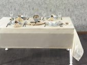 Finezza Kristal Monoray Kumaş Bej Sofra Takımı 8 Kişilik 160x220 cm 17Prç. - 728 - 2