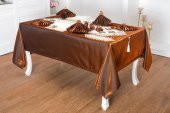 Finezza Afife Kadife Krem Kahve Sofra Takımı 8 kişilik 160x230 cm 34 Parça - 47 - 1