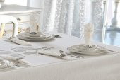 Finezza Hanedan Dantelli Bambu Krem Sofra Takımı 8 kişilik 160x230cm 17Prç.- 113 - 2