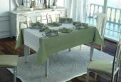 Finezza Nil Keten Kumaş Koyu Yeşil Sofra Takımı 8 kişilik 160x230cm 17Prç. - 459 - 1