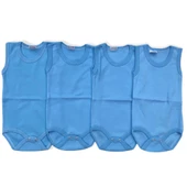 Bebek Basic Ribana Bisiklet Yaka 4lü Atlet Body - Mavi - 1