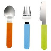 Çocuk Çatal,Kaşık,Bıçak Seti IKEA 3 Parça Renkli - 1