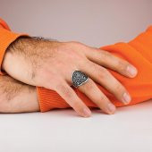 Hz Süleyman Mührü İşlemeli Ayarlanabilir 925 Ayar Gümüş Yüzük thumbnail 2