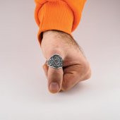 Hz Süleyman Mührü İşlemeli Ayarlanabilir 925 Ayar Gümüş Yüzük thumbnail 3