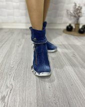 Gizli Topuklu Yandan Fermuarlı Katlanabilir Kot Ayakkabı - 4