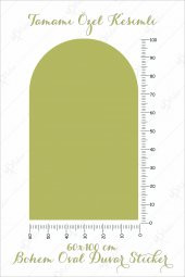 Bohem Tarzı Oval Yeşil Duvar Dekorasyon Sticker (60x100 cm) - 4