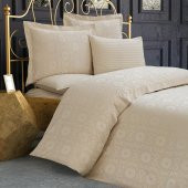 Finezza Jardin Bambu Jakar Kumaş Bej Çift Kişilik Nevresim Takımı 6 Parça - 903 - 1