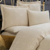 Finezza Jardin Bambu Jakar Kumaş Bej Çift Kişilik Nevresim Takımı 6 Parça - 903 - 3