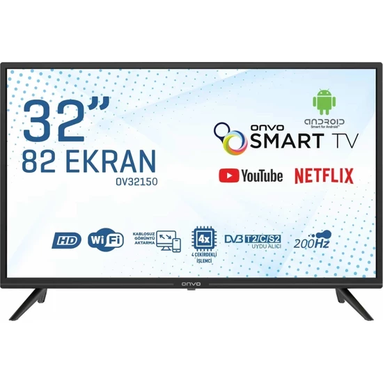 Onvo OV32150 HD 32" 82 Ekran Uydu Alıcılı Android Smart LED TV - 1