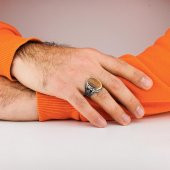 Kaplangözü Taşlı Tuğra Detaylı 925 Ayar Gümüş Yüzük thumbnail 2