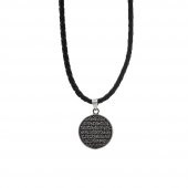 Deri İpli Ayetel Kürsi ve Nazar Dualı 925 Ayar Gümüş Kolye thumbnail 1