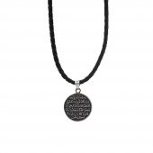 Deri İpli Ayetel Kürsi ve Nazar Dualı 925 Ayar Gümüş Kolye thumbnail 3