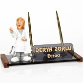 Kadın Eczacı Biblolu Masa İsimliği Hediye Kristal Masa İsimlik thumbnail 1