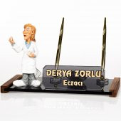 Kadın Eczacı Biblolu Masa İsimliği Hediye Kristal Masa İsimlik thumbnail 2